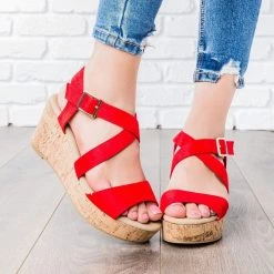 DbDk Fashion Criss Cross Cork Wedges