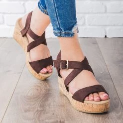 DbDk Fashion Criss Cross Cork Wedges