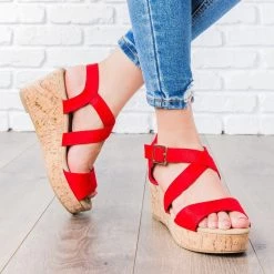 DbDk Fashion Criss Cross Cork Wedges