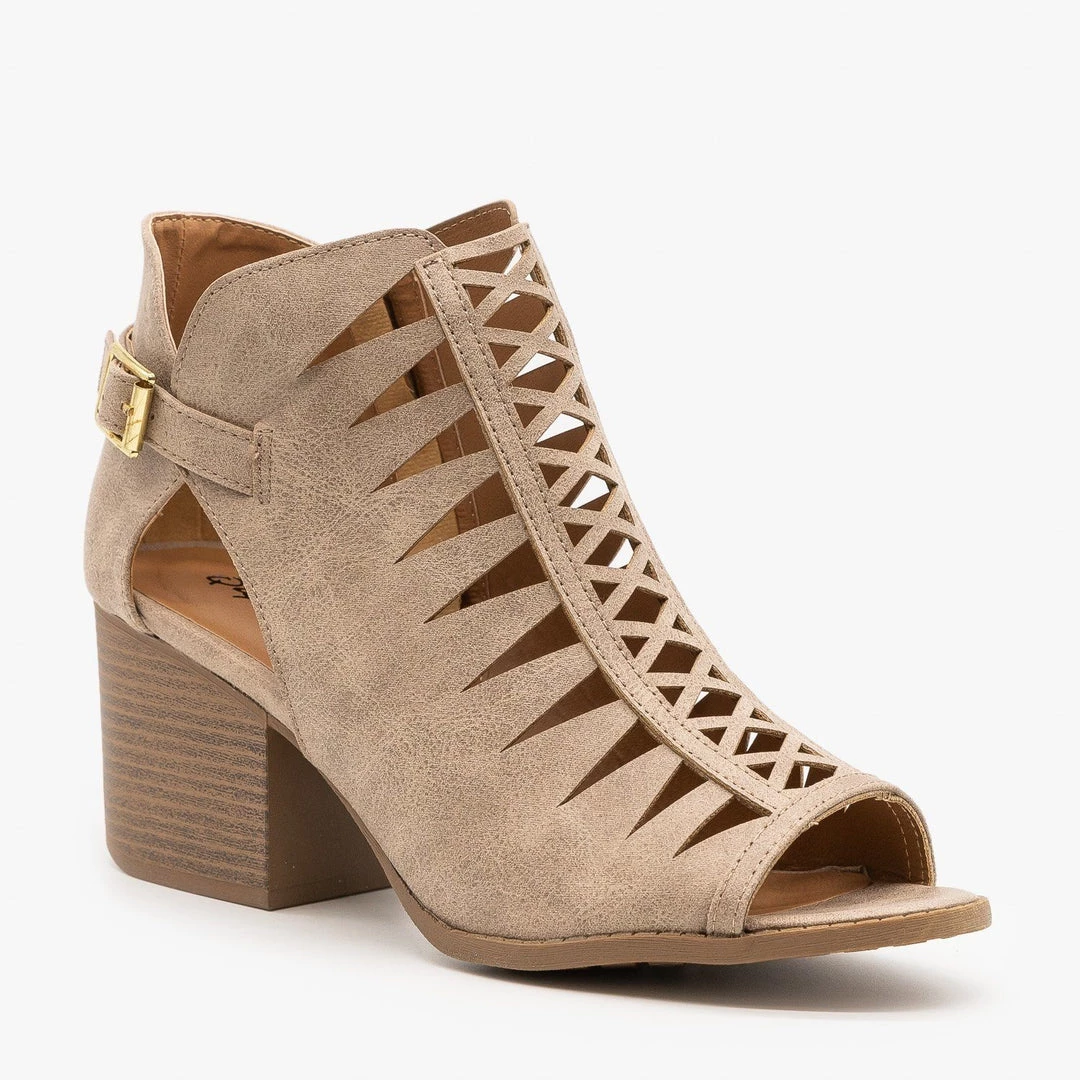 Qupid Shoes Criss Cross Cut-Out Booties 3 Qupid Shoes Criss Cross Cut-Out Booties