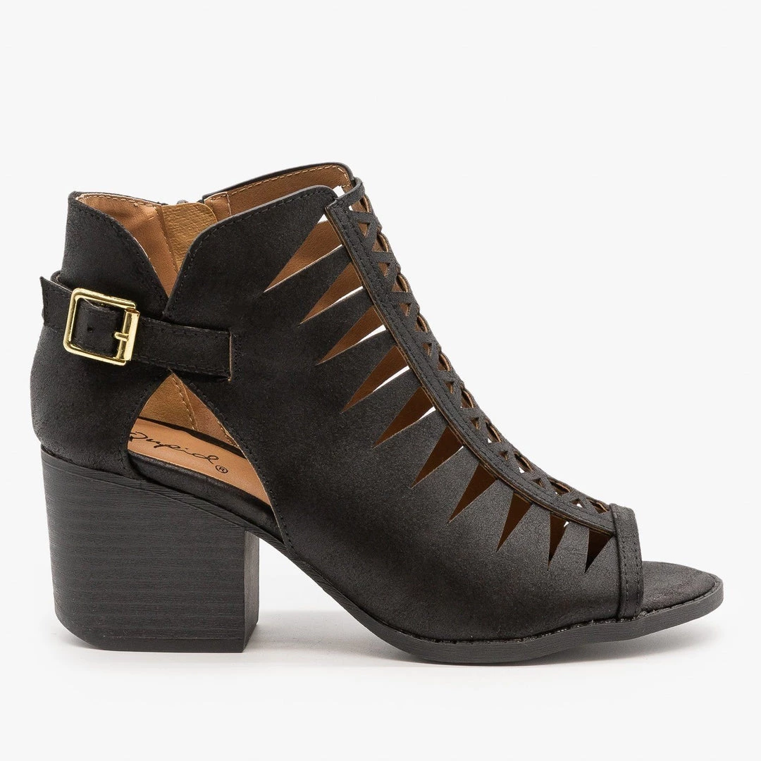 Qupid Shoes Criss Cross Cut-Out Booties 7 Qupid Shoes Criss Cross Cut-Out Booties