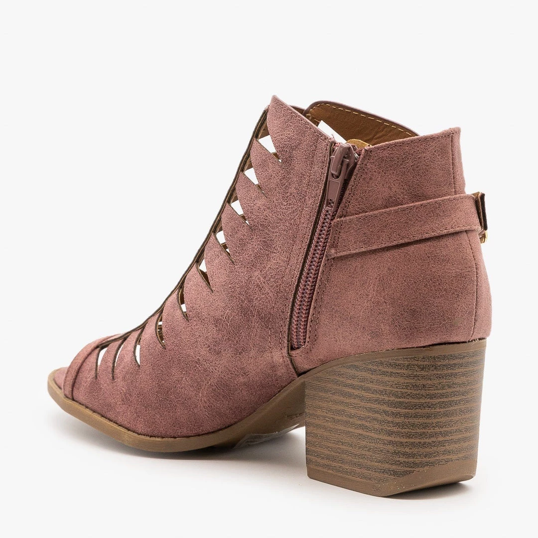 Qupid Shoes Criss Cross Cut-Out Booties 5 Qupid Shoes Criss Cross Cut-Out Booties