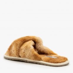 Forever Newest Arrivals Criss Cross Faux Fur Slides