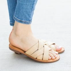 Soda Shoes Criss Cross Rattan Strap Sandals