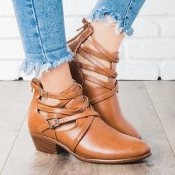 Wild Diva Shoes Criss Cross Strappy Fashion Booties