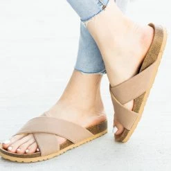 Soda Shoes Criss-Cross Thick Strap Slides Newest Arrivals