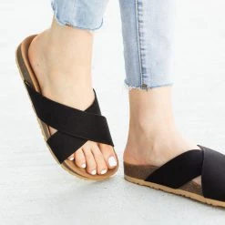 Soda Shoes Criss-Cross Thick Strap Slides Newest Arrivals