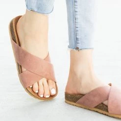 Soda Shoes Criss-Cross Thick Strap Slides Newest Arrivals