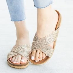 Soda Shoes Criss-Cross Thick Strap Slides Newest Arrivals