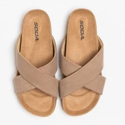 Soda Shoes Criss-Cross Thick Strap Slides Newest Arrivals