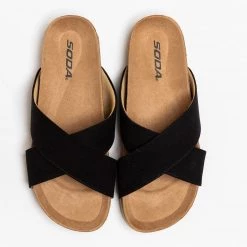 Soda Shoes Criss-Cross Thick Strap Slides Newest Arrivals