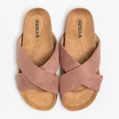 Soda Shoes Criss-Cross Thick Strap Slides Newest Arrivals