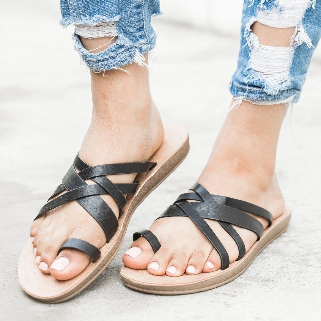 Forever Criss Cross Toe Hold Slip-On Sandals Newest Arrivals 13 Forever Criss Cross Toe Hold Slip-On Sandals Newest Arrivals
