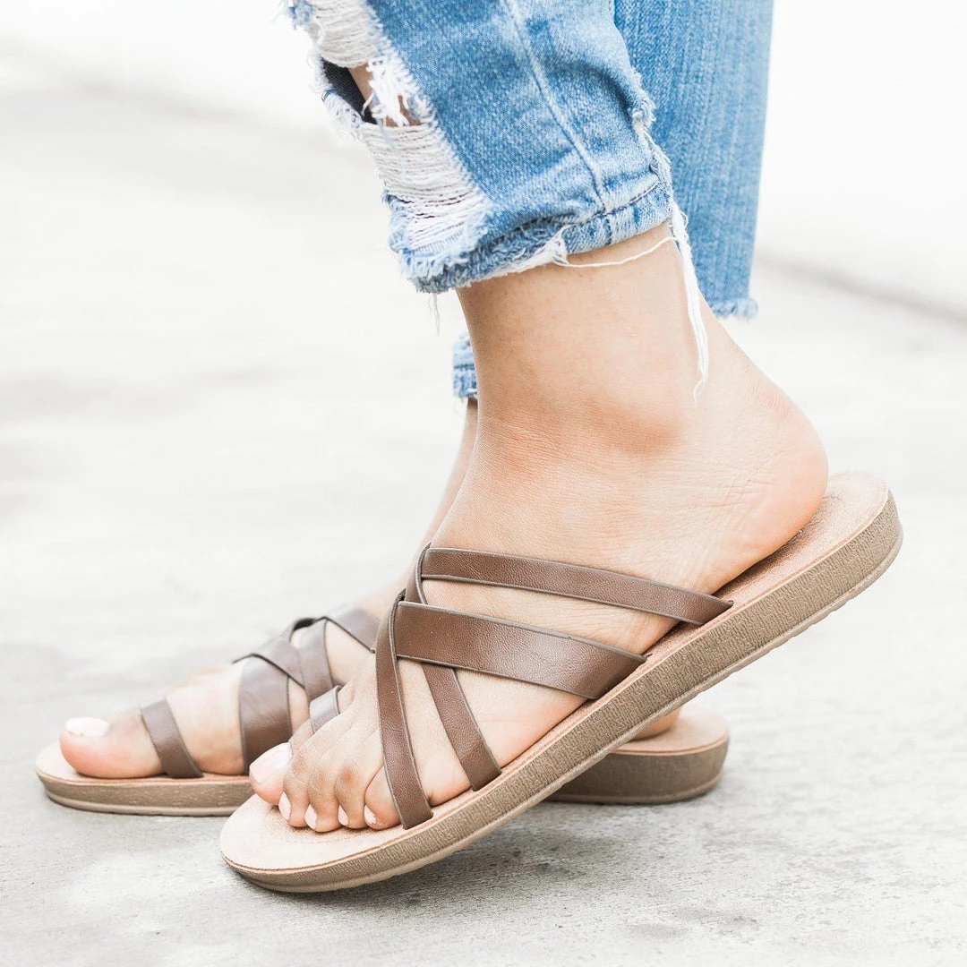 Forever Criss Cross Toe Hold Slip-On Sandals Newest Arrivals 9 Forever Criss Cross Toe Hold Slip-On Sandals Newest Arrivals