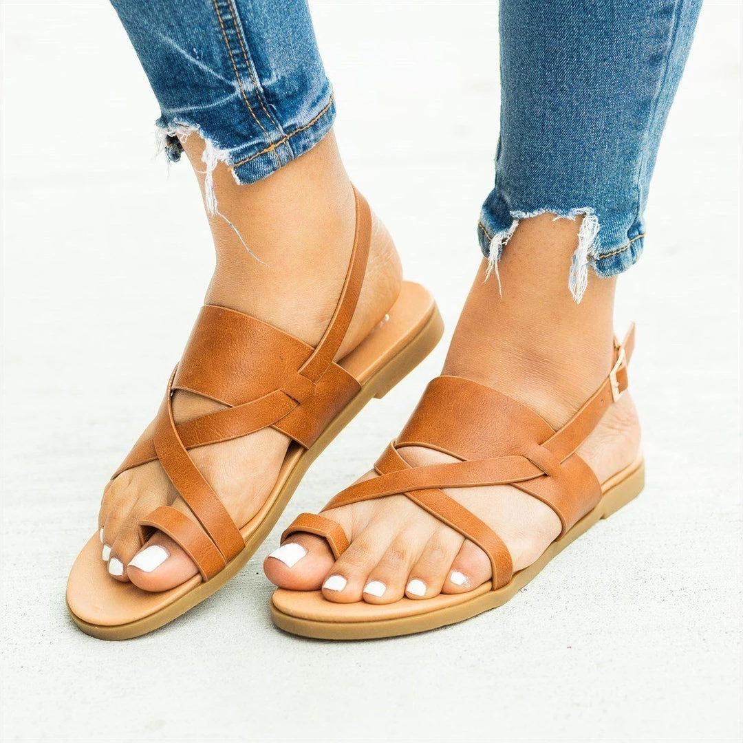 Fashion Focus Criss Cross Toe Loop Sandals 6 Fashion Focus Criss Cross Toe Loop Sandals