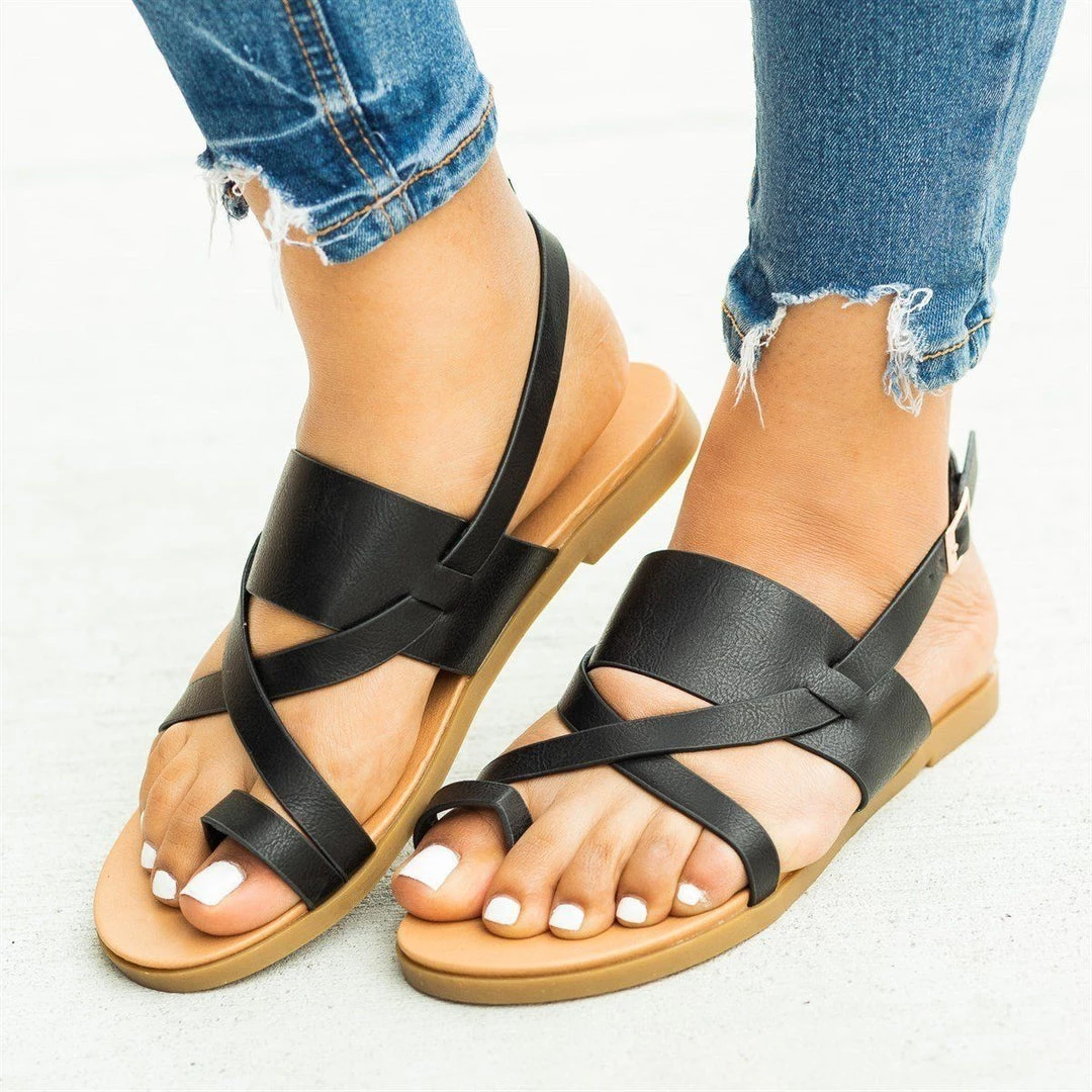 Fashion Focus Criss Cross Toe Loop Sandals 2 Fashion Focus Criss Cross Toe Loop Sandals
