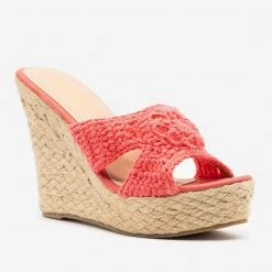 Olivia Miller Crochet Espadrille Wedges
