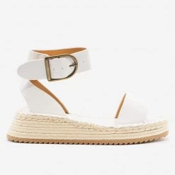 Qupid Shoes Newest Arrivals Crocodile Flatform Espadrille Sandals