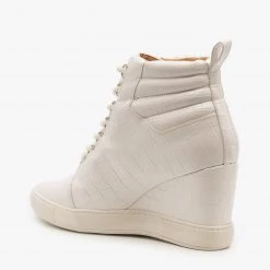 AMS Shoes Newest Arrivals Crocodile Lace Up Sneaker Wedges