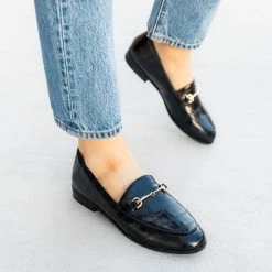Mata Crocodile Low Heel Loafers