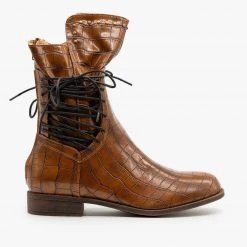 Mata Crocodile Side Laced Booties FINAL SALE Newest Arrivals