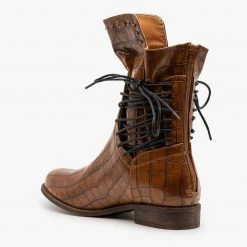 Mata Crocodile Side Laced Booties FINAL SALE Newest Arrivals