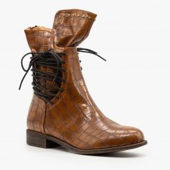 Mata Crocodile Side Laced Booties FINAL SALE Newest Arrivals