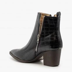 Mata Newest Arrivals Crocodile Side Zippered Booties