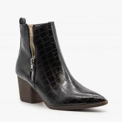 Mata Newest Arrivals Crocodile Side Zippered Booties