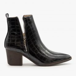 Mata Newest Arrivals Crocodile Side Zippered Booties