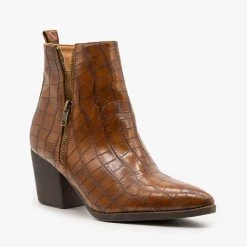 Mata Newest Arrivals Crocodile Side Zippered Booties