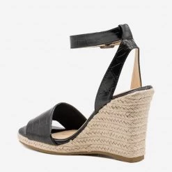 Mata Crocodile Square Toe Espadrille Wedges