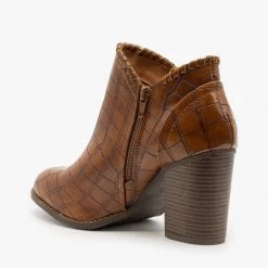 Mata Crocodile Stitched Accent Booties 5 Mata Crocodile Stitched Accent Booties