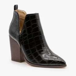 Mata Crocodile V-Cut High Heel Booties Newest Arrivals