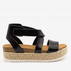 Soda Shoes Cross Strap Velcro Espadrille Sandals