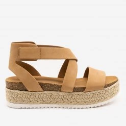 Soda Shoes Cross Strap Velcro Espadrille Sandals