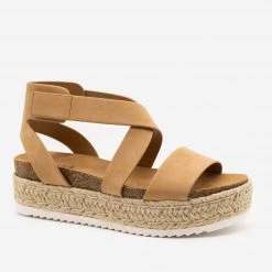 Soda Shoes Cross Strap Velcro Espadrille Sandals