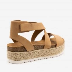 Soda Shoes Cross Strap Velcro Espadrille Sandals