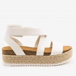 Soda Shoes Cross Strap Velcro Espadrille Sandals