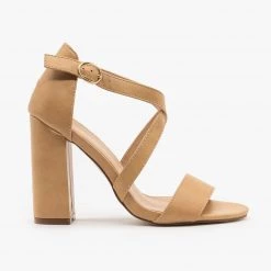 Fashion Focus Crossed Strap Open Toe Heels