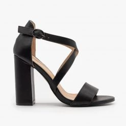 Fashion Focus Crossed Strap Open Toe Heels