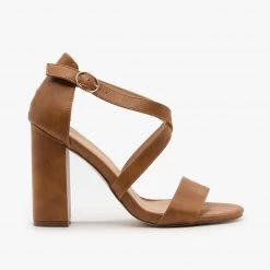 Fashion Focus Crossed Strap Open Toe Heels