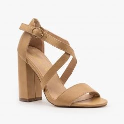 Fashion Focus Crossed Strap Open Toe Heels