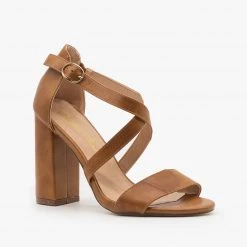 Fashion Focus Crossed Strap Open Toe Heels