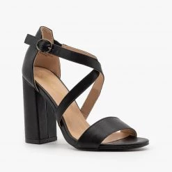 Fashion Focus Crossed Strap Open Toe Heels