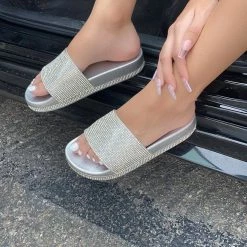 Forever Newest Arrivals Crystal Embellished Slides