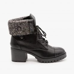 Bamboo Shoes Newest Arrivals Cuffed Combat Booties FINAL SALE