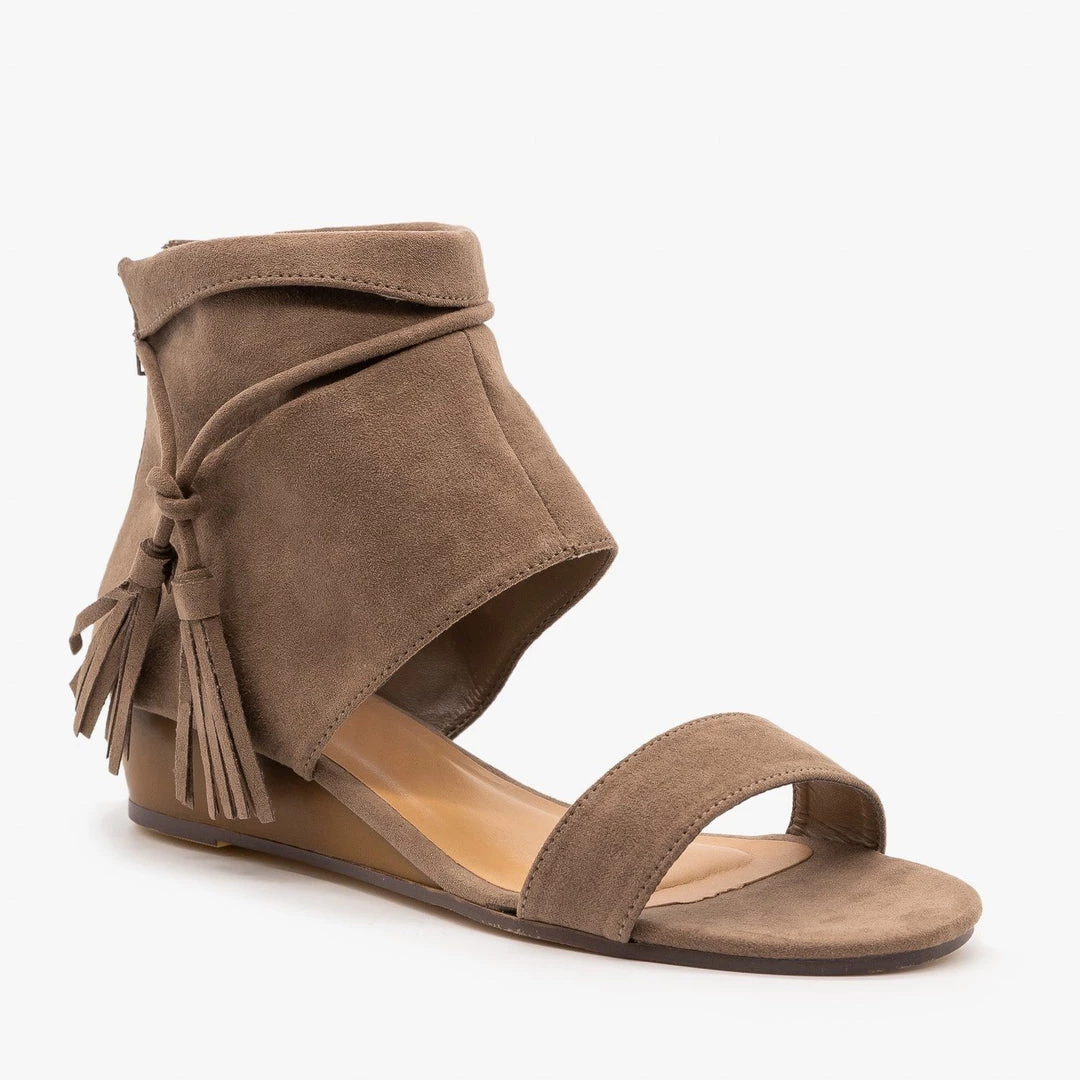 Bamboo Shoes Cuffed Side Tassel Sandals 1 Bamboo Shoes Cuffed Side Tassel Sandals