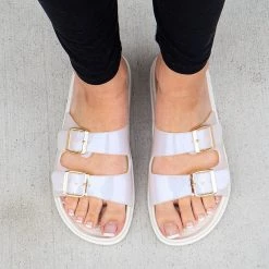 H2K Shoes Cushioned Double Strap Slides Newest Arrivals