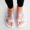 H2K Shoes Cushioned Double Strap Slides Newest Arrivals